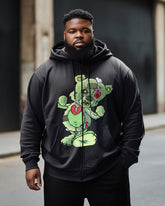 Men's Plus Size Black Bear Zip Hoodie